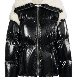 IRO Quilted Shell Jacket with Teddy Fleece Trim
